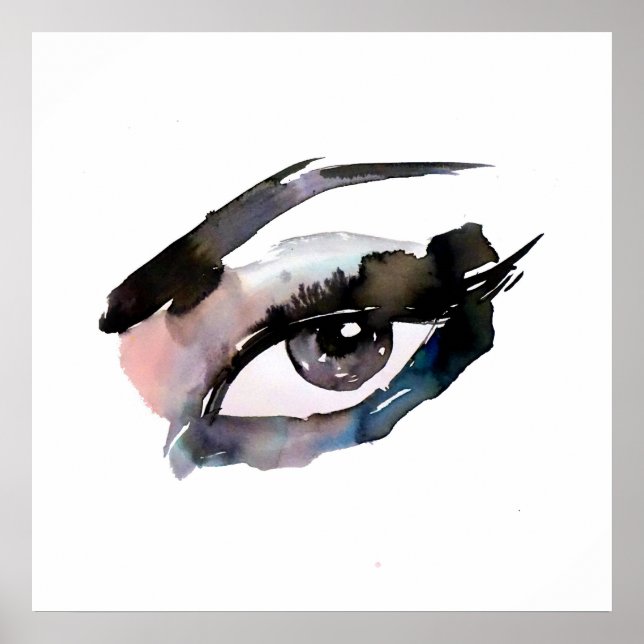 Pôster Olhos de aquarela roxos lasca maquiagem (Frente)