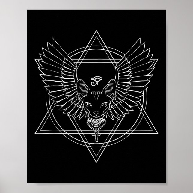 Poster Olhos De Coro Egípcios E Gatos Com Tanque De Asas  (Frente)