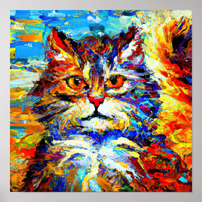 Poster Olhos de Gato No.1 no estilo de Leonid Afremov. (Frente)