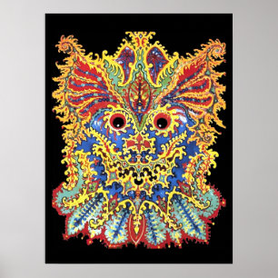 Poster Olhos de Gatos Psicodélicos Loucos Louis Wain