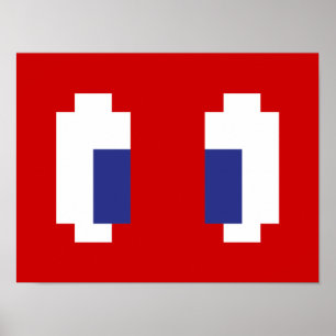 Pôster Olhos De Manga Pixel De 8 Bits