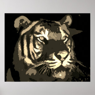 Poster Olhos de Tigre Motivados Sépia