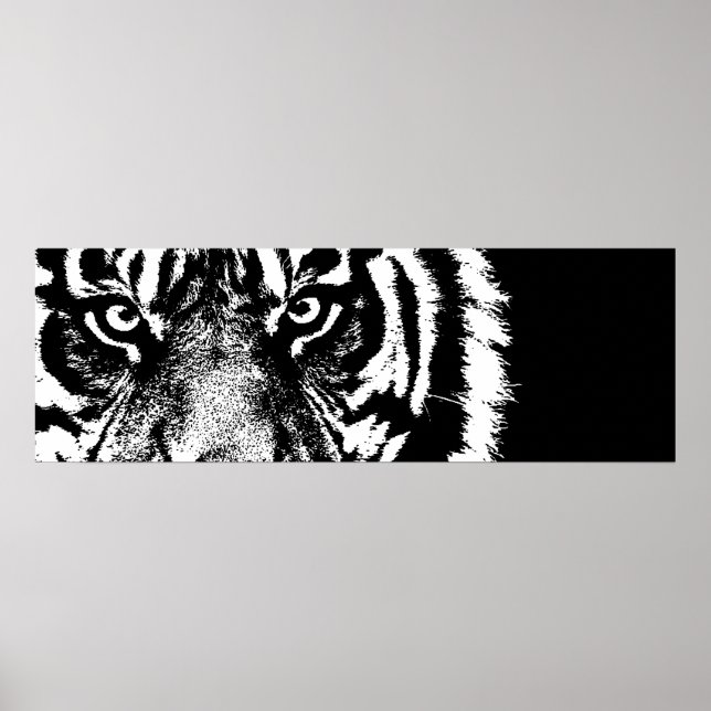 Poster Olhos do Tigre de Sumatra Preto e Branco (Frente)