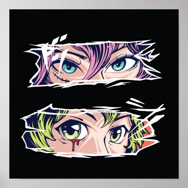 Poster Olhos Duplos de Anime (Frente)