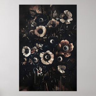 Poster Olhos em flores escuras e temperamentais, estampa