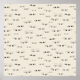 Poster Olhos engraçados tinta desenhando um padrão de art