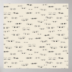 Poster Olhos engraçados tinta desenhando um padrão de art