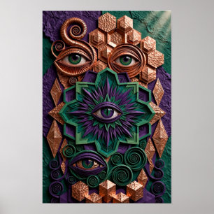 Poster Olhos Místicos do Oráculo Alívio - 3D Violeta Esme