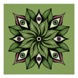 Pôster Olhos Psicodélicos Mandala - Padrão Floral Trippy