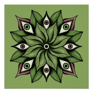 Pôster Olhos Psicodélicos Mandala - Padrão Floral Trippy