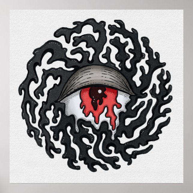 Poster Olhos Trippy com Tentáculos - Arte Surreal Trippy (Frente)