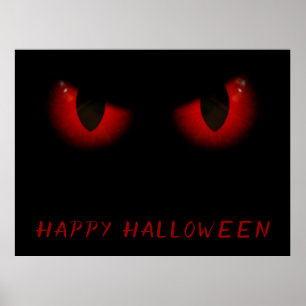 Poster Olhos vermelhos assustadores do Dia das Bruxas