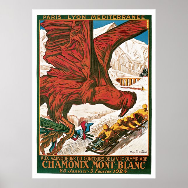 Poster Olimpiadas de Viagens vintage de inverno (Frente)