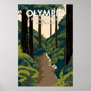 Poster Olimpiadas National Park Hoh RainForest Vintage