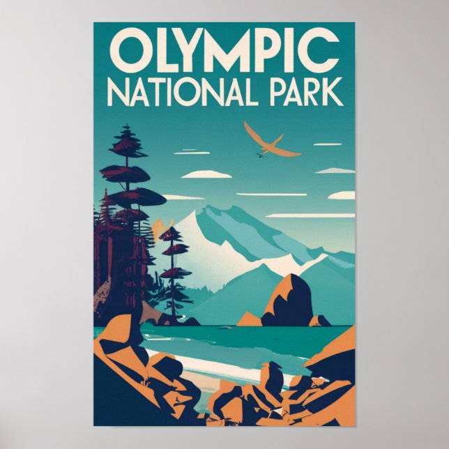 Poster Olimpiadas National Park Washington Rocky Beach (Frente)
