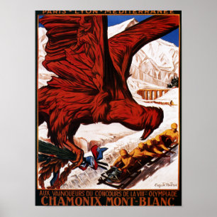 Poster olímpico de 1924 jogos do inverno