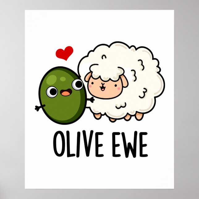 Poster Olive Ewe Engraçado Love Pun (Frente)