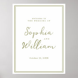 Poster Olive Green Modern Wedding Welcome Sign