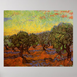 Pôster Olive Grove, Orange Sky, por Vincent van Gogh