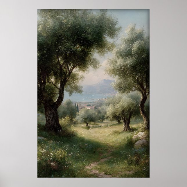 Poster Olive Grove Print, Spring Landscape Digital, 19th (Frente)
