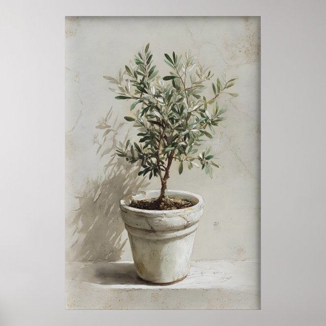 Poster Olive Tree Print, Spring Landscape Digital, 19th (Frente)