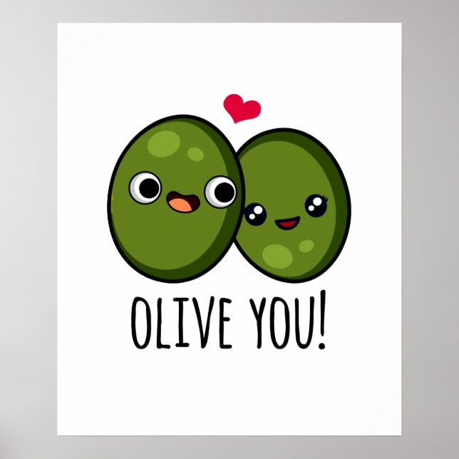 Poster Olive You Engraçado Love Pun (Frente)