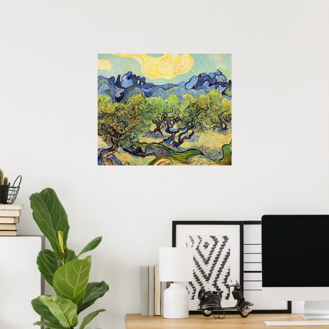 Poster Oliveiras com Alpilles por Vincent van Gogh (Escritório em casa)