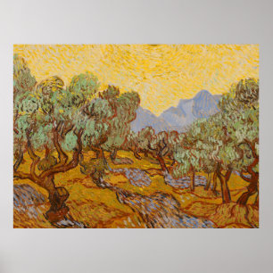 Poster Oliveiras de Van Gogh Sol Amarelo Céu