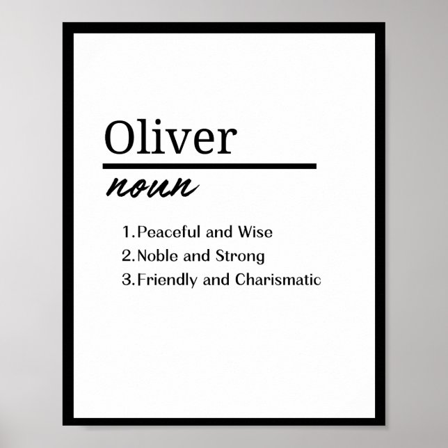 Poster Oliver, Menino Definição de Nome Personalizado (Frente)