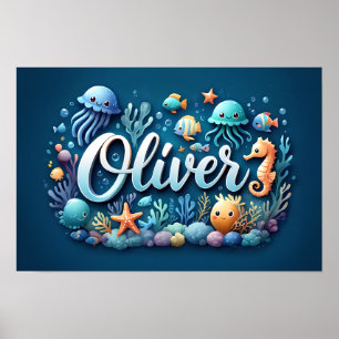 Poster Oliver Ocean Nursery Underwater Sea Animais