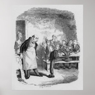 Pôster Oliver pedindo mais