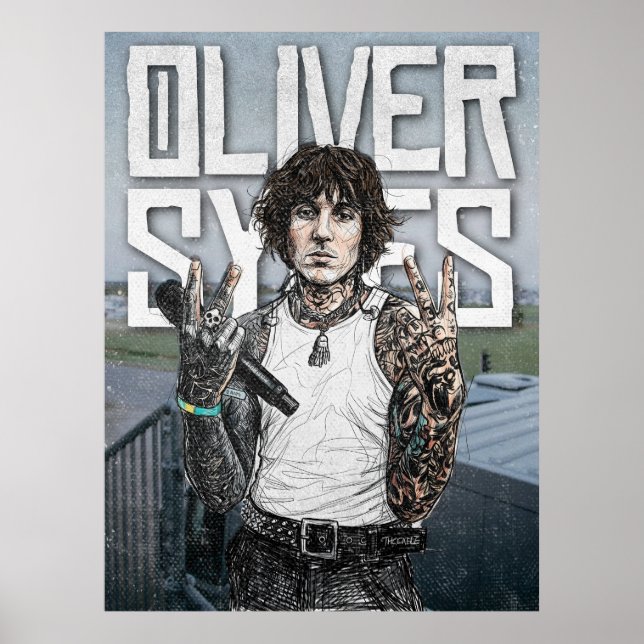 Poster Oliver Sykes Illustration – Rock Star Portrait Art (Frente)