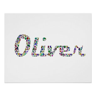 Pôster Oliver Typografia com Design de Padrão Colorido