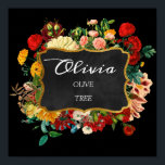 Poster Olivia Name Meaning Royal Roses Frame Gift<br><div class="desc">An elegant name meaning a poster dedicated to a new baby. Decorated with glitter like baby feet. 
Enjoy your day!
FlorenceKdesign</div>