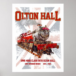Poster Olton Hall Vintage Steam Train English Locomotive 