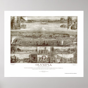 Pôster Olympia, mapa panorâmico de WA - 1903