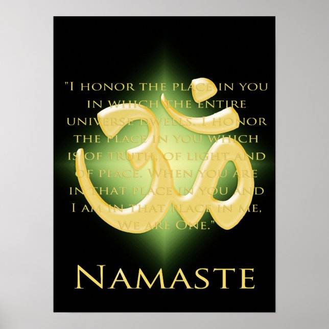 Poster Om em Preto e Dourado - Namaste (Frente)