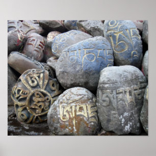 Pôster Om Mani Padme Hum Mani Stones Mosteiro Tibetano