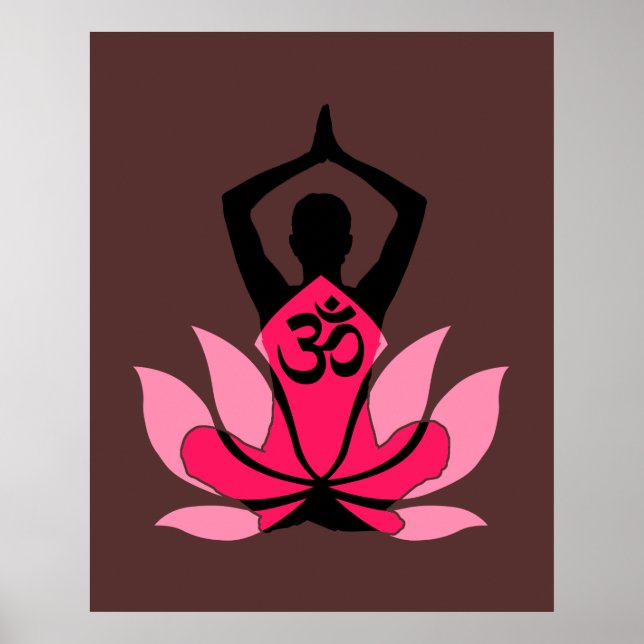 Pôster OM Namaste Espiritual Lotus Flower Yoga em número (Frente)