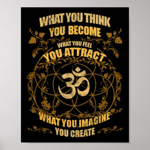 Poster Om Zen Yoga O Que Você Pensa Você Se Torna Espirit