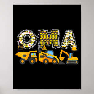 Poster Oma escavadeira de construção infantil correspondê
