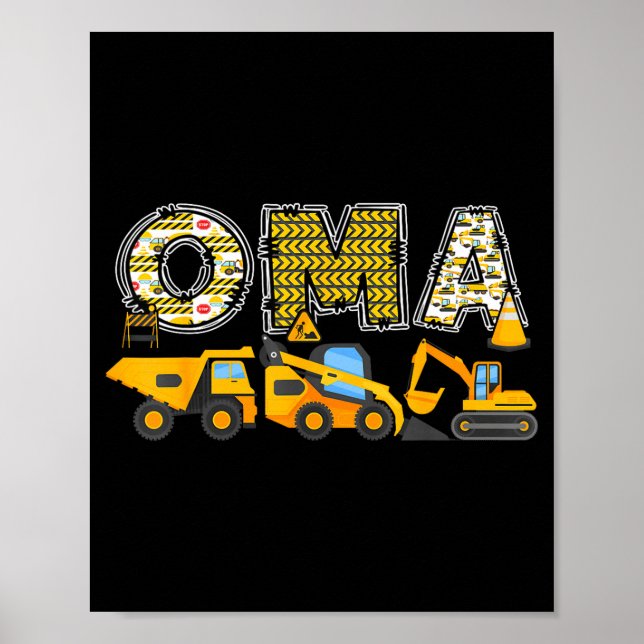 Poster Oma escavadeira de construção infantil correspondê (Frente)