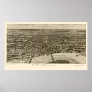 Pôster Omaha, mapa panorâmico do NE - 1906