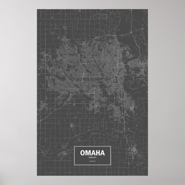 Poster Omaha, Nebraska (branco em preto) (Frente)