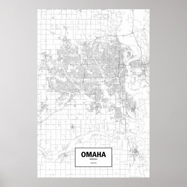 Pôster Omaha, Nebraska (preto no branco) (Frente)
