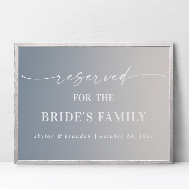 Poster Ombre Ivory Reserved Bride's Family Wedding Sign (Criador carregado)