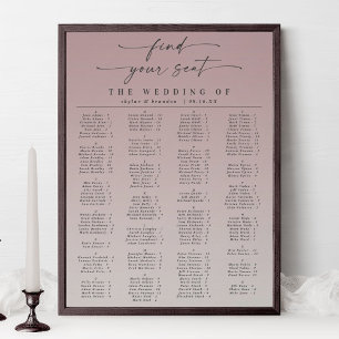 Poster Ombre Mauve Alphabetical Wedding Sating Chart
