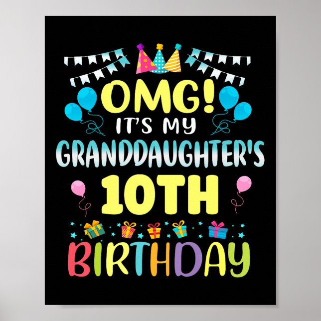 Poster Omg Its My Granddaughters 10th Birthday Sweet 10 Y (Frente)