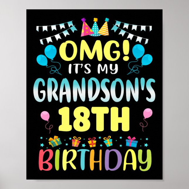 Poster Omg Its My Grandsons 18th Birthday Sweet 18 Years  (Frente)