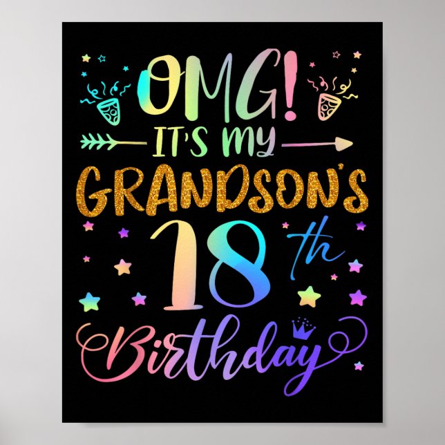 Poster Omg Its My Grandsons 18th Birthday Sweet 18 Years  (Frente)